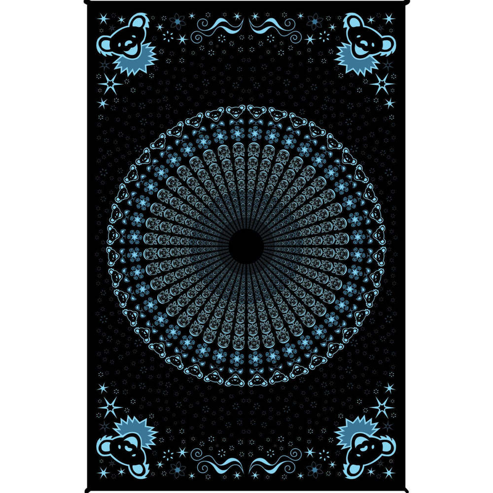 Grateful Dead Peacock Bears Mandala Tapestry by Sunshine Joy